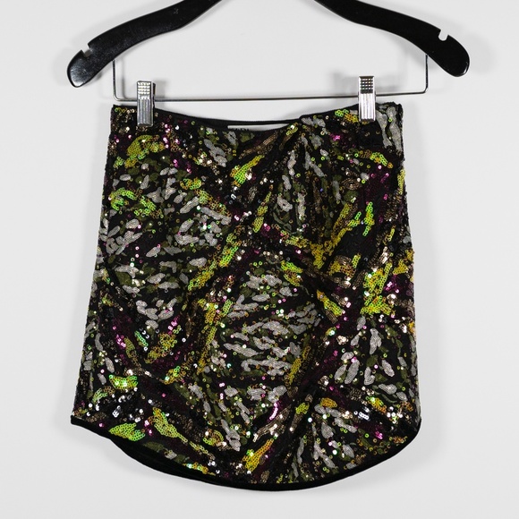 Zara Multi Color Sequin Glitter Sparkle Embellished Mini Skirt XS - Picture 1 of 4